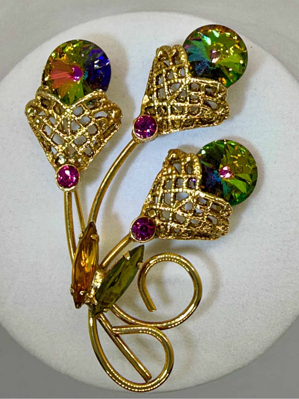 Watermelon Rivoli Spray Brooch
